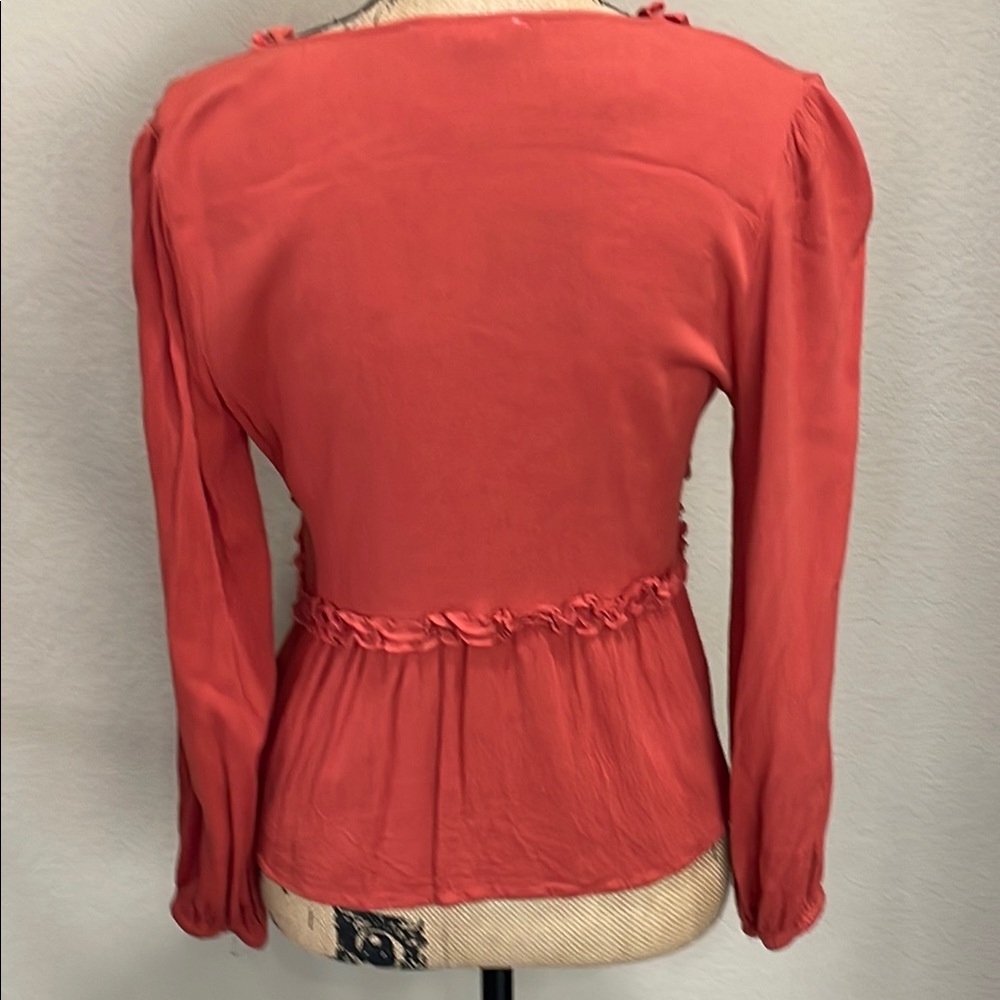 Women's Rusty Red Ruffled Top - Picture 2 of 2